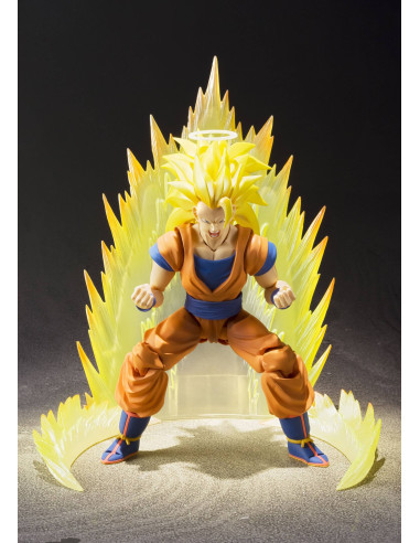S.H.Figuarts Super Saiyan 3 Son Goku Dragon Ball Z – Figure on custom stand, compatible with Tamashii EFFECT aura