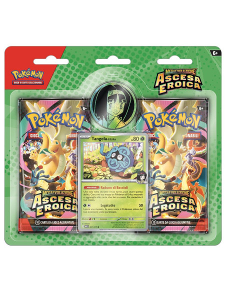 Collezione Tangela di Erika Megaevoluzione Ascesa Eroica - blister 2 buste GCC Pokémon italiano