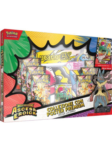 Pokémon GCC Collezione Poster Premium Mega Lucario-ex Megaevoluzione Ascesa Eroica – Italiano