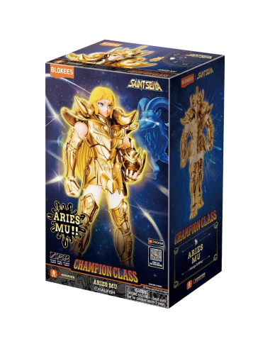 Dettagli curati per Aries Mu della serie Blokees Saint Seiya Champion Class. Materiale resistente.