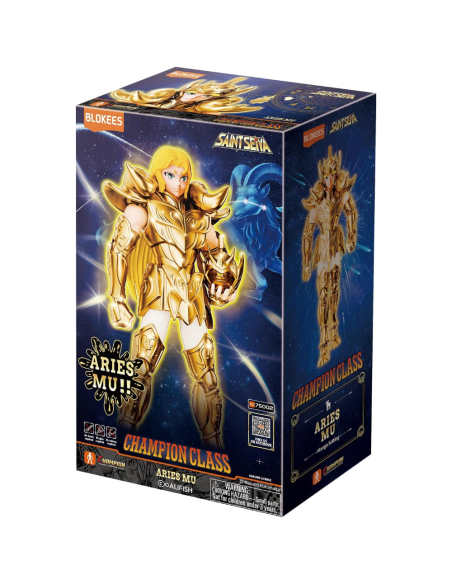 Dettagli curati per Aries Mu della serie Blokees Saint Seiya Champion Class. Materiale resistente.