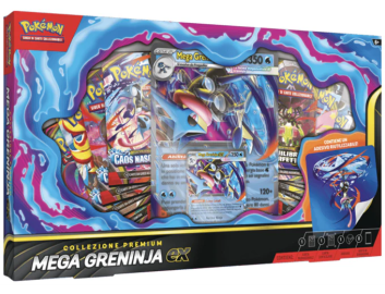 Unleash the might of Mega Greninja-EX with this premium Pokémon collection, featuring exclusive cards in Italian.