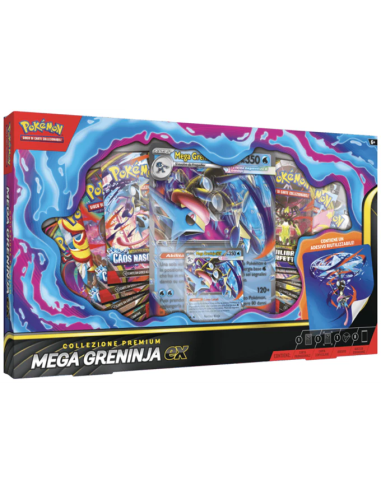 Unleash the might of Mega Greninja-EX with this premium Pokémon collection, featuring exclusive cards in Italian.