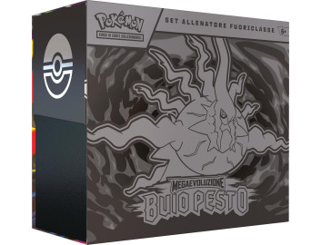 Il Set Allenatore Fuoriclasse di Pokémon Megaevoluzione Buio Pesto, perfetto per ogni collezionista.