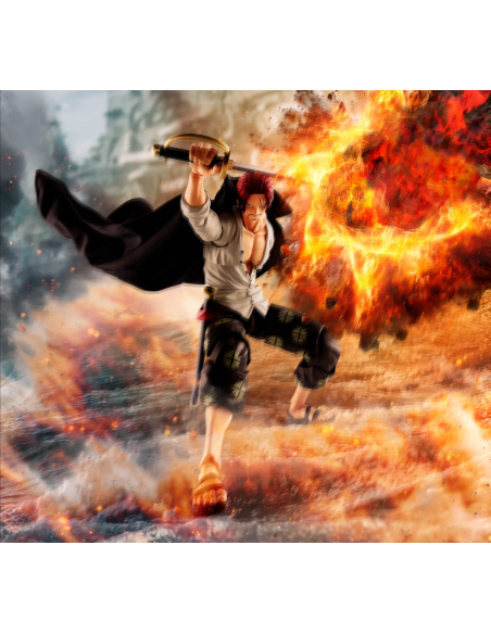 Un pezzo da collezione One Piece: Shanks della Guerra di Marineford, figura SH Figuarts da 16,5 cm.