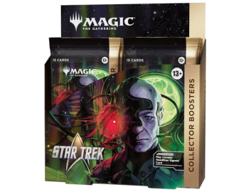 Explore new galaxies with this Magic The Gathering Star Trek Collector Booster Box, featuring 12 English booster packs.